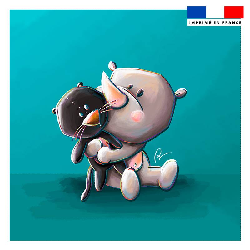 Coupon 45x45 cm imprimé bébé rhino - Création Stillistic