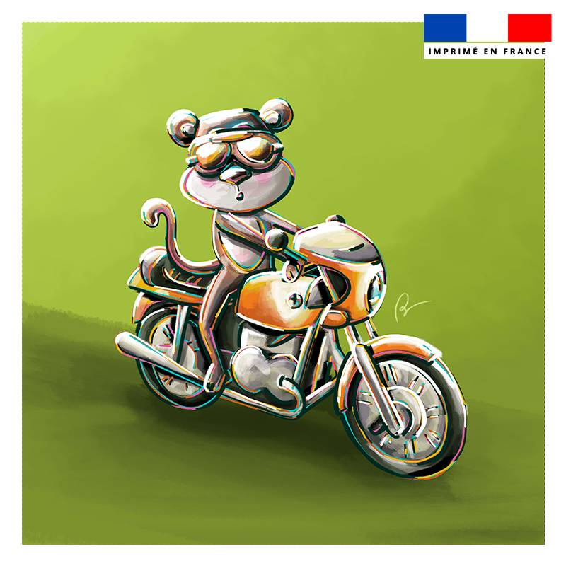 Coupon 45x45 cm imprimé singe en moto - Création Stillistic