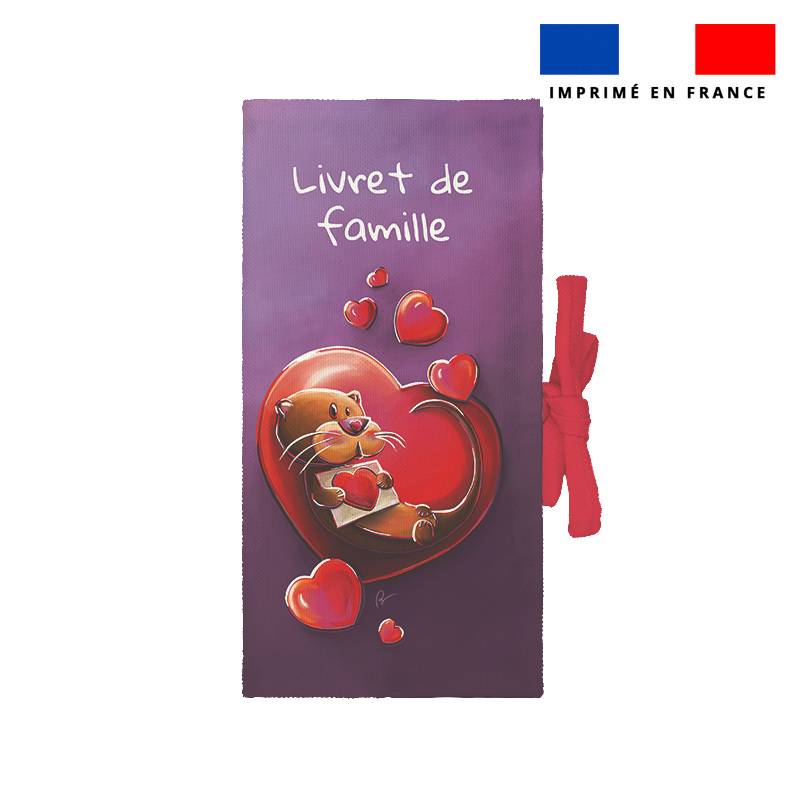 Kit protège livret de famille motif loutre coeur - Création Stillistic