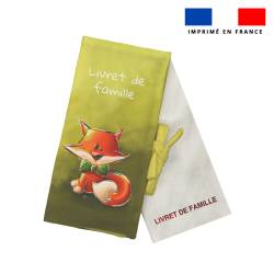 Kit protège livret de famille motif renard noeud papillon - Création Stillistic