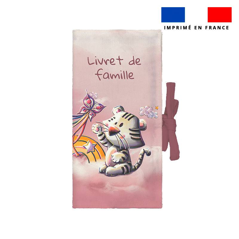 Kit protège livret de famille motif tigre blanc - Création Stillistic