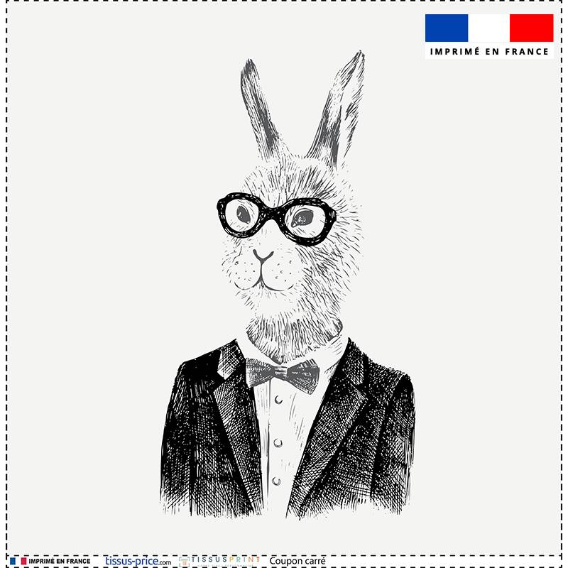 Coupon 45x45 cm motif lapin hipster