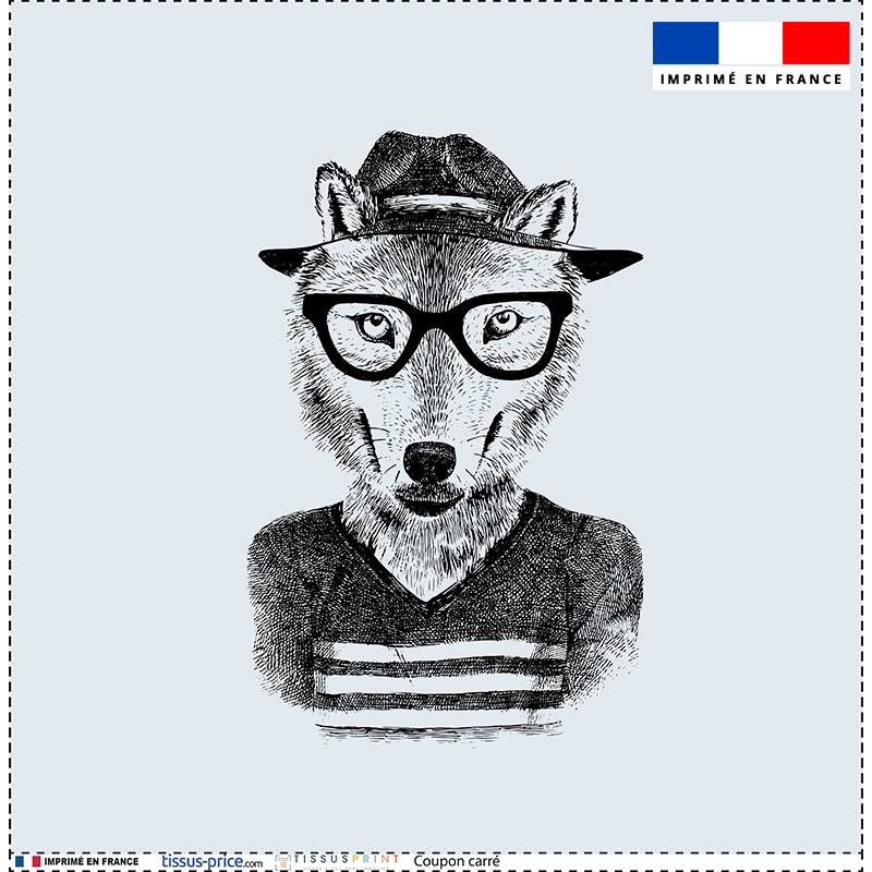 Coupon 45x45 cm motif loup hipster