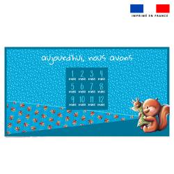 Coupon 135x74 cm pour couverture mensuelle jumeaux motif bébé écureuil - Création Stillistic