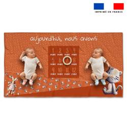 Coupon 135x74 cm pour couverture mensuelle jumeaux motif bébé chat - Création Stillistic