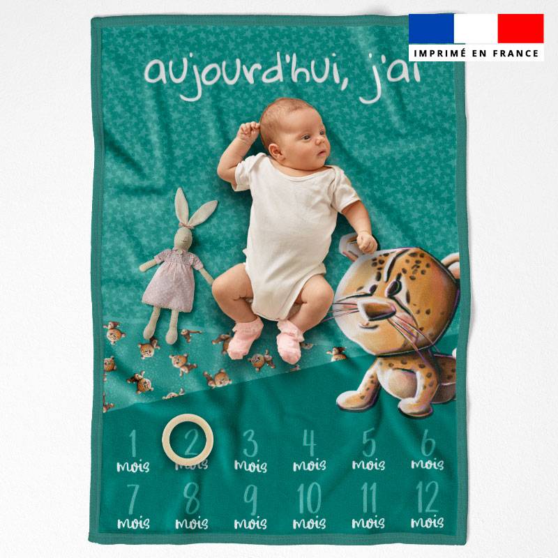 Coupon pour couverture mensuelle bébé motif bébé guépard - Création Stillistic