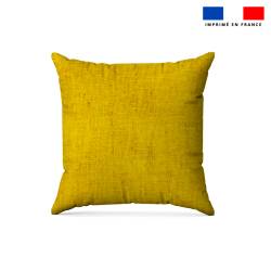 Tissu imperméable motif chiné aspect lin jaune