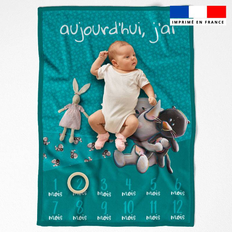 Coupon pour couverture mensuelle bébé motif bébé rhinocéros - Création Stillistic