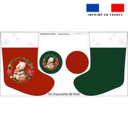 Kit chaussette de noel motif ours Christmas + Fausse fourrure - Création Stillistic