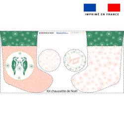 Kit chaussette de noel motif oiseaux verts - Création Lili Bambou Design