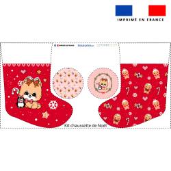 Kit chaussette de noel motif chien poméranien + Fausse fourrure - Création Jolifox