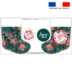 Kit chaussette de noel verte motif bohème + Fausse fourrure - Création Lili Bambou Design