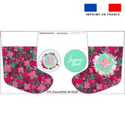 Kit chaussette de noel rose motif bohème + Fausse fourrure - Création Lili Bambou Design