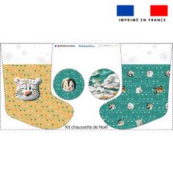 Kit chaussette de noel animaux du froid panthère + Fausse fourrure - Création Stillistic