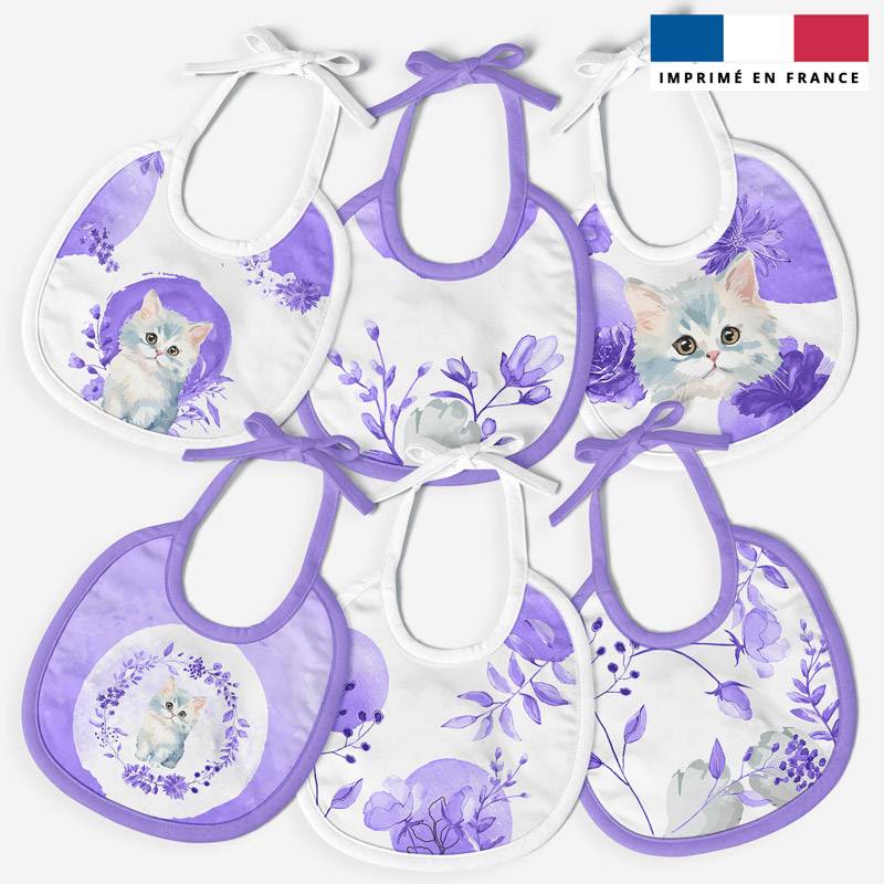 Kit bavoirs en éponge motif chat aquarelle