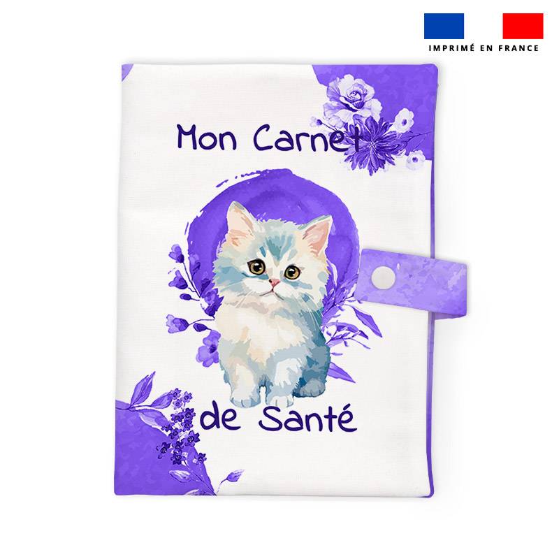 Patron imprimé pour protège carnet de santé motif chat aquarelle