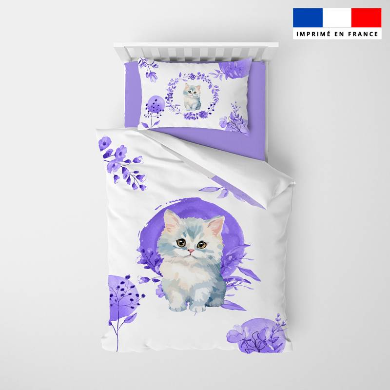 Coupon pour couette imprimé chat aquarelle