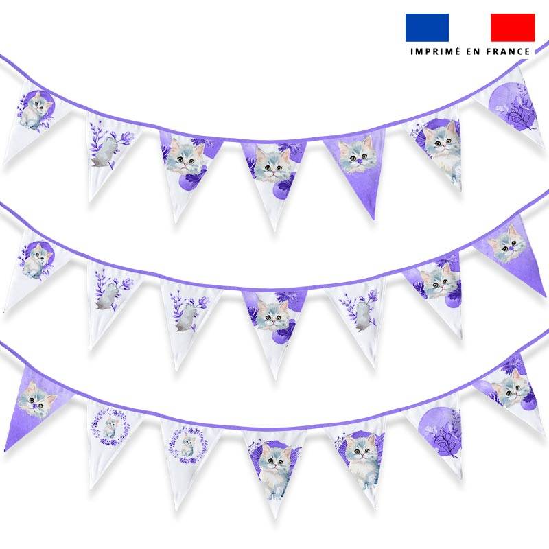 Coupon pour fanions motif chat aquarelle