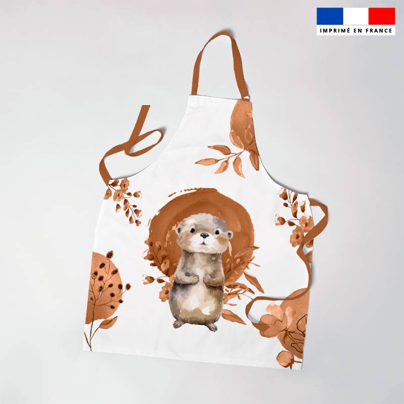 Patron imprimé pour tablier enfant motif loutre aquarelle