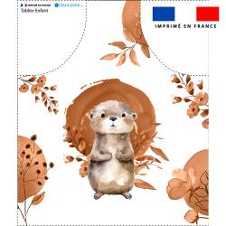 Patron imprimé pour tablier enfant motif loutre aquarelle