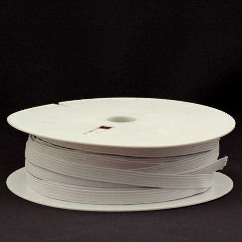 Rouleau 50m d'élastique tresse plate 9 mm blanc