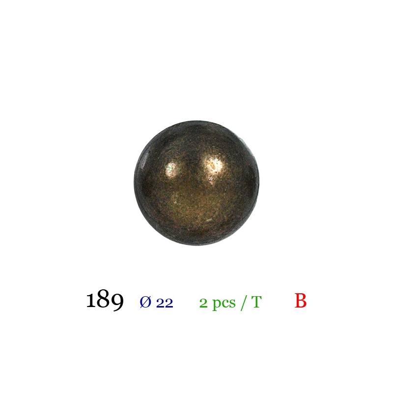 Bouton doré métal bombé à queue 22mm